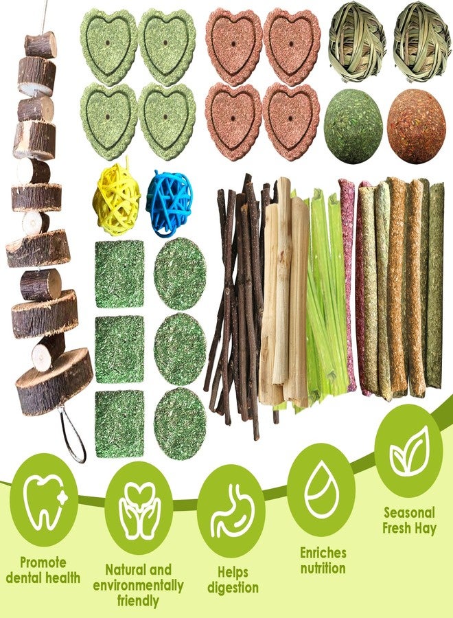 Tyotrbs 72Pcs Bunny Chew Toys with Applewood Hanging Strings, BunnyTreats for Rabbits Bunny Toys for Teeth, Papaya Stem, Timothy Stick, Apple Sticks, Sweet Bamboo, for Guinea Pig, Hamster, Chinchilla, Rat - Image 2